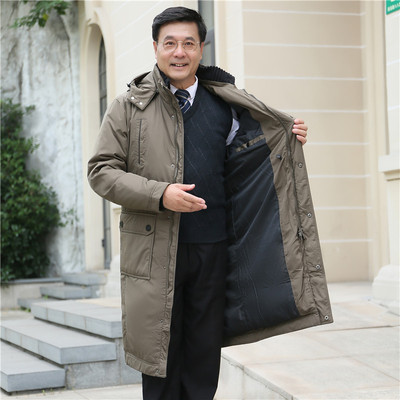 可拆卸中老年羽绒服男长款加厚大码过膝爸爸款活里活面羽绒服冬装