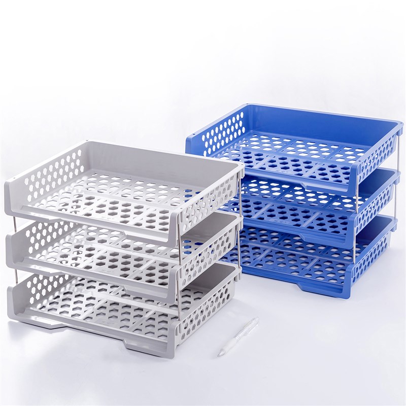 办公文具桌面文件架子立式多层置物架 多功能文件架框三层文件盘