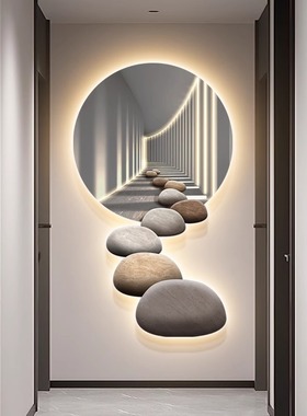 石来运转LED带灯玄关装饰画进门生财入户正对门壁灯楼梯拐角壁灯