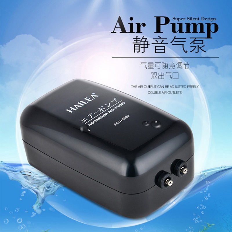 海利氧气泵 双孔单孔增氧泵 水族箱超静音气泵 鱼缸增氧 打氧气泵