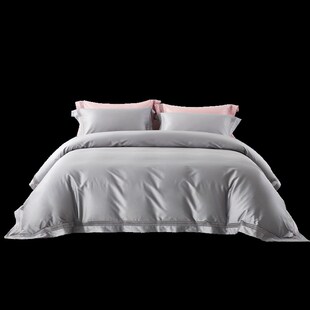 佳丽斯100S贡缎床上四件套轻奢高级感纯棉全棉被套长绒棉床单简约