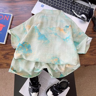 男童汉服夏装套装2024新款中国风儿童夏季唐装新中式宝宝短袖衣服