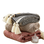 宅寂风休闲毯客厅沙发毯子复古午休盖毯针织毛线装 饰毛毯床尾搭巾