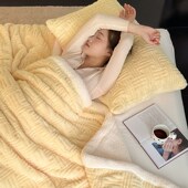 羊羔绒毛毯秋冬季 双面加绒厚被套毯子办公室午睡沙发珊瑚绒小盖毯