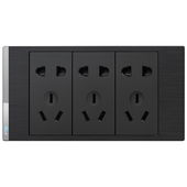 暗装 开关插座118型黑色十二9孔12孔组合插座面板带开关连体长插座