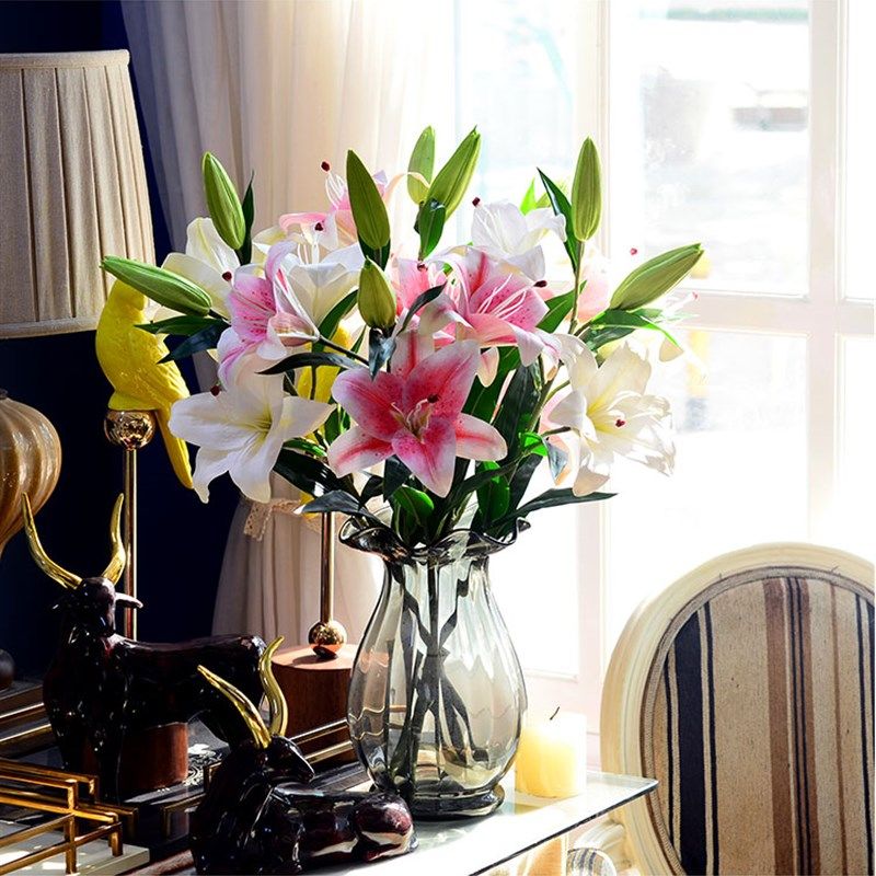 新款 头档手感香水百合仿真客厅摆设餐桌摆假,家居饰品,仿真花/假花,淘宝优惠券,粉丝福利购,淘宝优惠卷