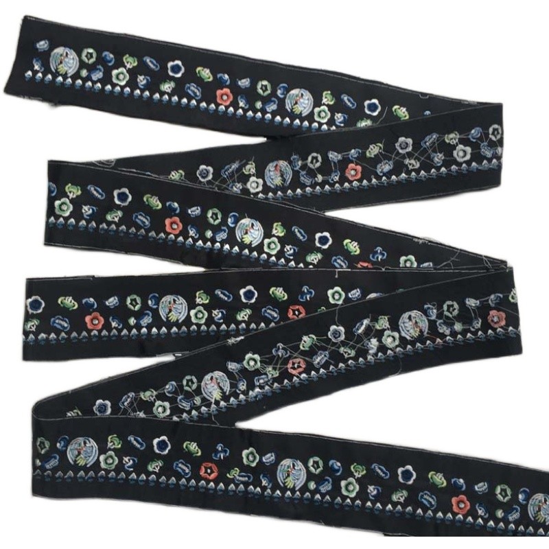 青花瓷祥云花边刺绣  仿古仙鹤绣刺绣绣花布  汉服花边辅料