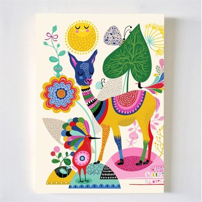 儿童缤纷世界色彩现代抽象艺术大幅面装饰画 幼儿园小学教室墙画