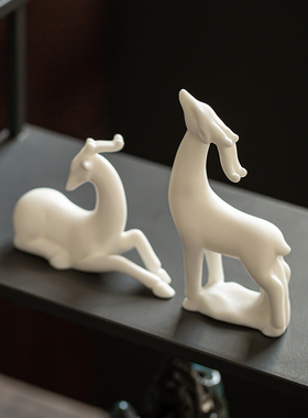 晟初陶瓷迷你小鹿小号创意动物室内微景观盆景艺装饰品