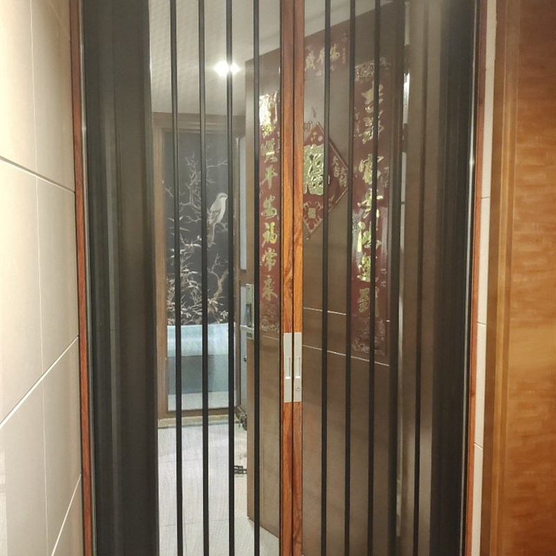 金刚网折叠纱门伸缩推拉式隐形带锁防盗铝合金通风家用阳台纱窗门