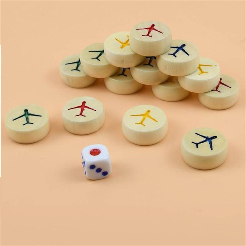 飞行棋戏棋儿童木木质棋子大号棋子立体棋子飞棋棋子游游戏棋