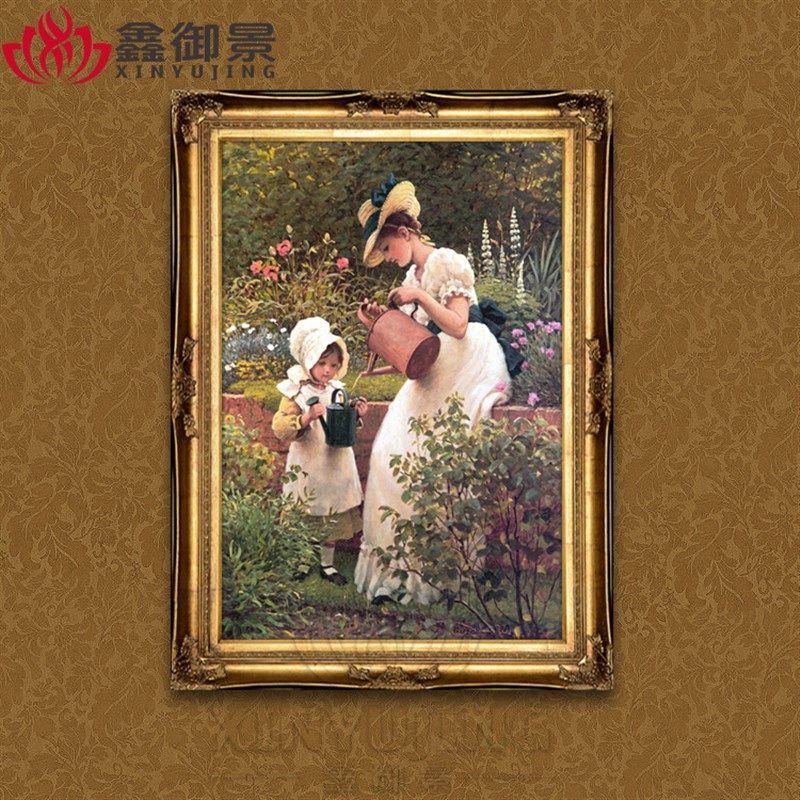 欧式纯手工油画客厅玄关卧室挂画古典物油画家居饰画童年