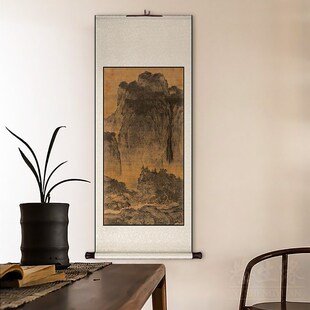 范宽溪山行旅图卷轴挂画竖玄走廊过道饰画书房国画