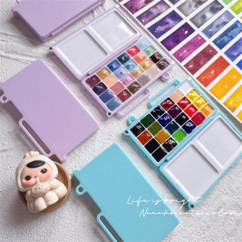 水彩活页盒固体水彩颜料分装2色装便携式写生装便携