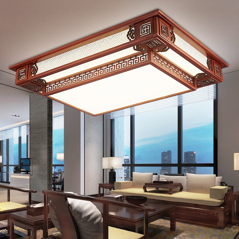 古典卧室吸顶灯LED现代中式吸顶灯大客厅灯实木仿古餐厅灯饰大气