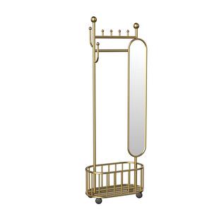 加厚加粗穿衣镜衣帽架一体落地衣架家用收纳卧室镜子全身落地镜