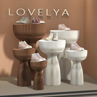 圆柱展台展示柜服装店展示架落地式陈列柜子展柜摆台可折叠陈列架