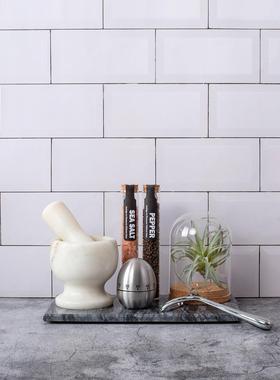 厨房样板间软装饰品摆件石材托盘食材罐彷真绿植计时器厨具小摆设