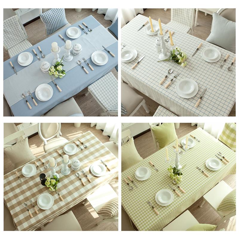 欧式餐桌布布艺客厅格子茶几布台布防水长方形田园风棉麻书桌包邮