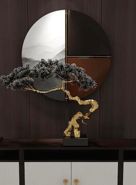 铁艺迎客松摆件新中式金属酒店房地产创意落地装饰工艺品艺术摆设