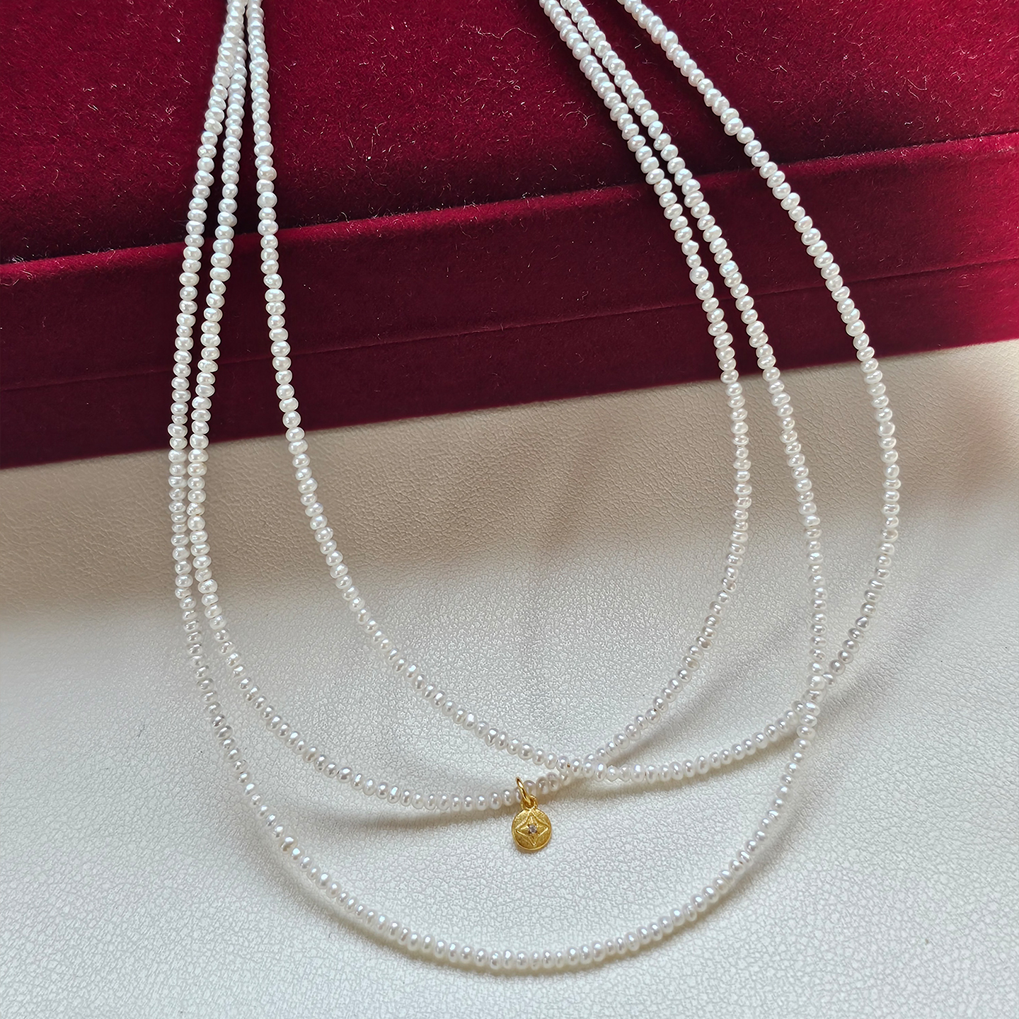 1.8-2mm天然淡水珍珠项链极细小土豆珍珠素链可过吊坠叠戴锁骨链