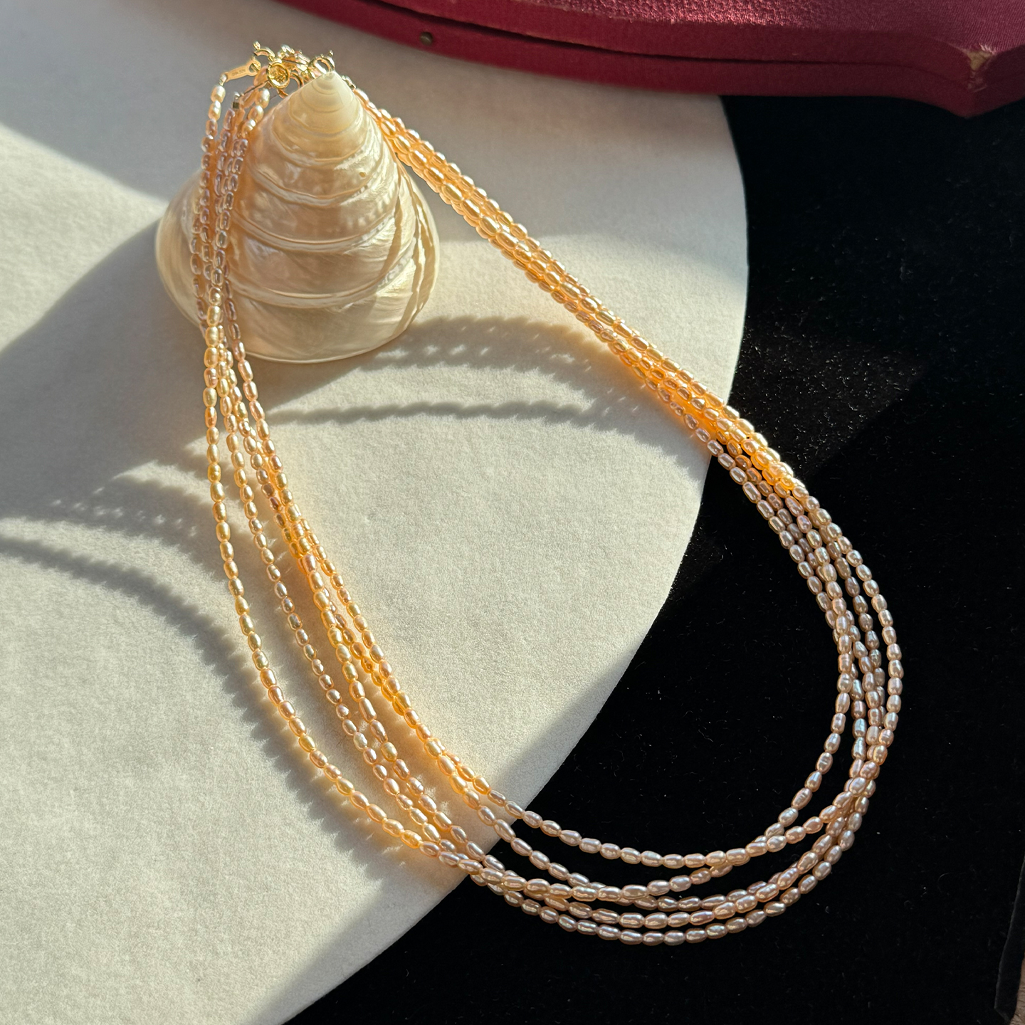 2mm极细keshi粉橘天然淡水小米粒珍珠项链米珠锁骨链叠戴