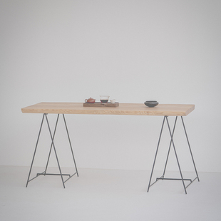 草木祠 定制折叠铁艺桌腿便携展架实木岩板桌面支架茶几书桌脚架