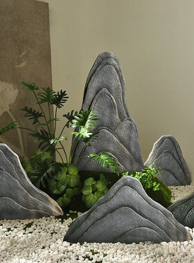 中式玻璃钢仿真石头片石楼梯装饰假山庭院园林造景假山石景观