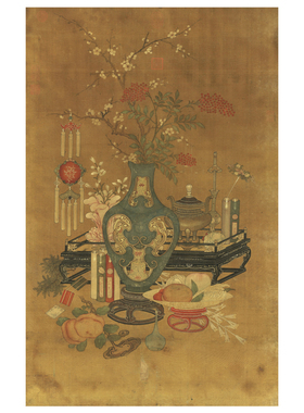 元人丰登报喜图传统岁朝供画临摹范本装饰画艺术绢布画心