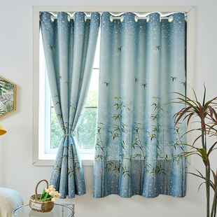 窗帘遮光22新款 遮阳帘隔断帘遮阳布遮挡帘子杆一整 免打孔安装