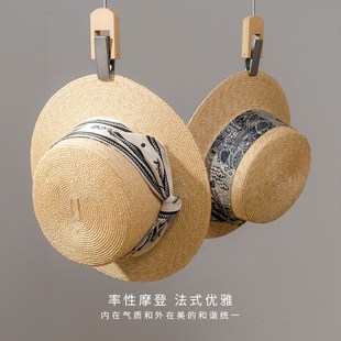 出游遮陽(yáng)帽子女新款 瘋帽子 法式 度假草帽天然麥稈草平頂帽夏季
