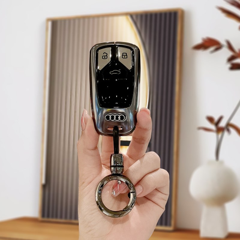 适用于23款奥迪q5l钥匙套a4l男士Q7金属扣汽车内装饰用品大全铝壳
