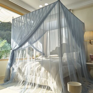 高级老式 公主风蚊帐家用2024新款 三开门床帐卧室落地支架床帘纱帐