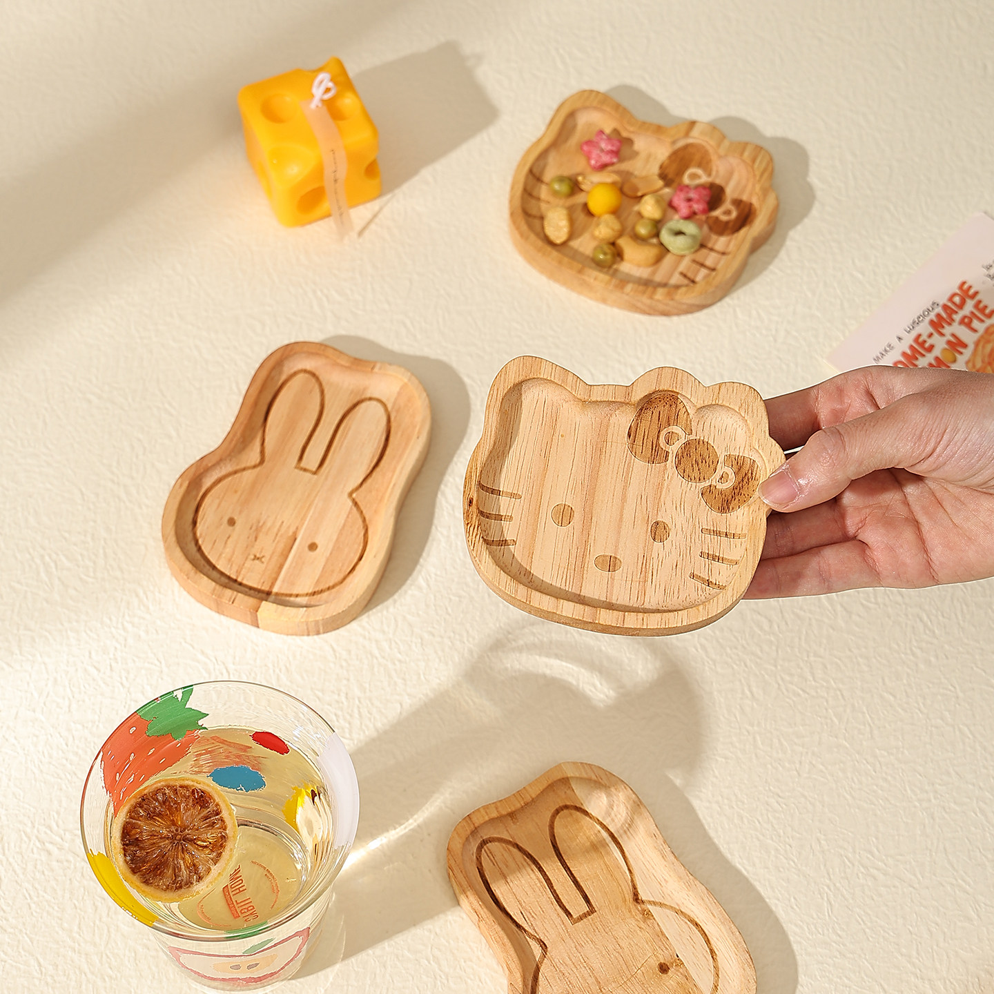 可爱木质托盘实木零食盘卡通摆盘家用调料小碟子水果盘火锅蘸料碟,餐饮具,餐用托盘,淘宝优惠券,粉丝福利购,淘宝优惠卷