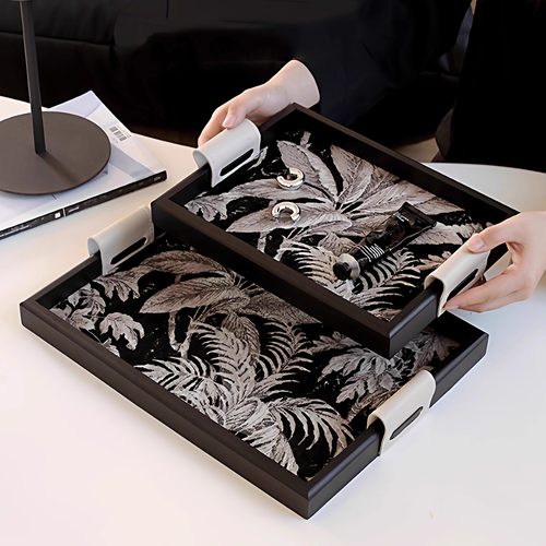 高级感布艺香薰托盘钥匙收纳盒