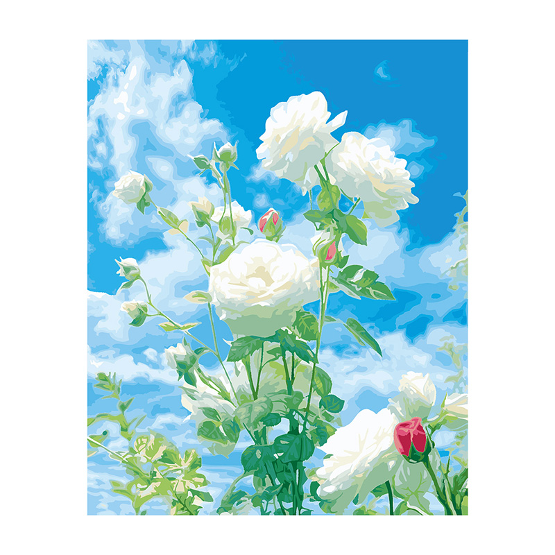 自油自画 数字油画diy手绘手工填充填色减压花卉油彩画 花语天镜