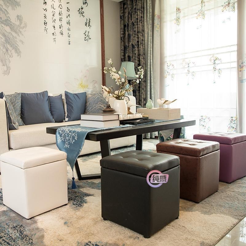 床头储蓄小凳子创意时尚换鞋凳带储物收纳沙发凳子穿鞋凳可坐皮墩
