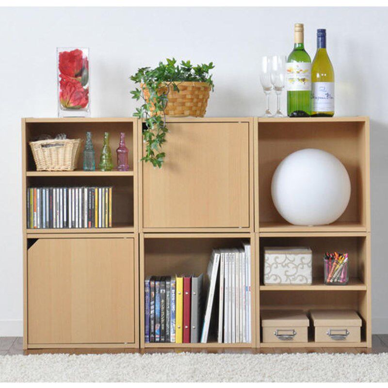 书柜简约现代自由组合单个书柜小柜子带门简易书架储物收纳木柜子