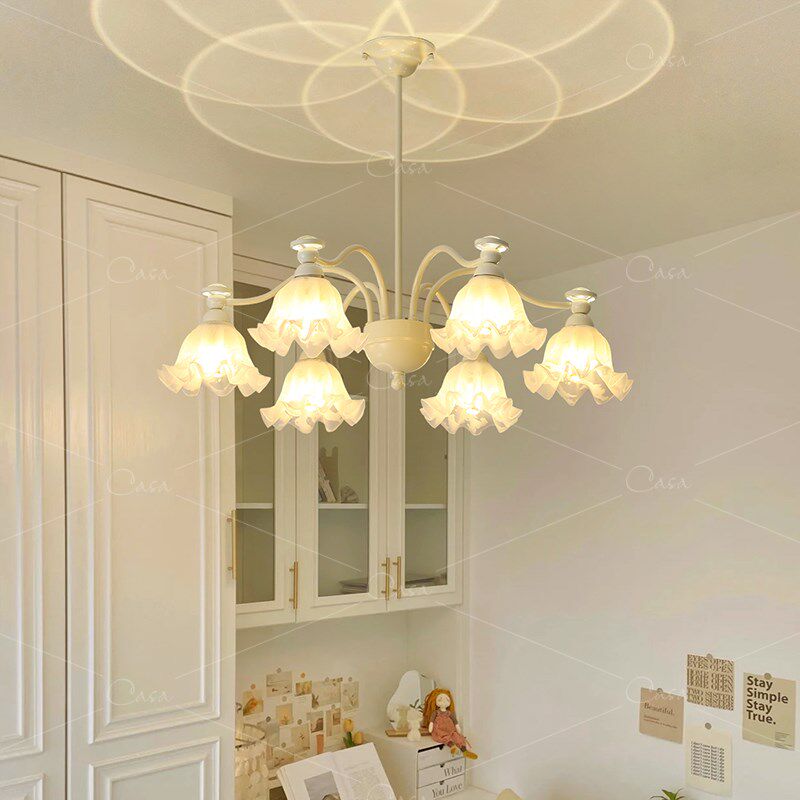 法式花朵卧室吊灯轻奢复古奶油风餐厅创意客厅光影氛围灯具 casa