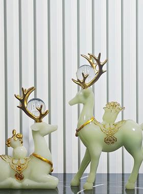 现代轻奢客厅电视柜入户玄关梅花鹿摆件乔迁新居礼品创意家居饰品