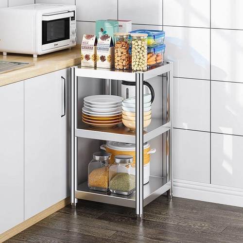 4正方形储物架不锈钢微波炉多层30夹缝置物架定制落地收纳架厨房1