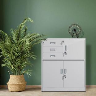 钢制办公室铁皮文件柜矮柜家用多抽储物抽屉柜带锁工具柜收纳柜子