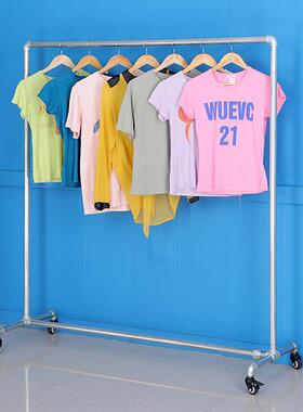 服装店展示架水管龙门架落地衣帽架单杠带轮铁艺晾衣架组合架包邮