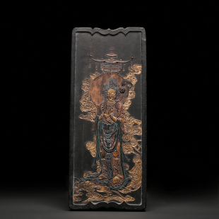 国家非遗 9年制 代老墨圣像图胡文收藏老古墨块 墨条墨锭大块徽墨