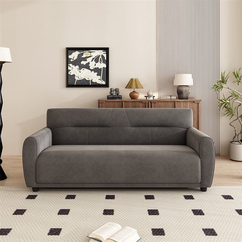 现代新款小户型沙发客厅公寓出租房办公室直排三人位皮布沙发,住宅家具,皮布沙发,淘宝优惠券,粉丝福利购,淘宝优惠卷