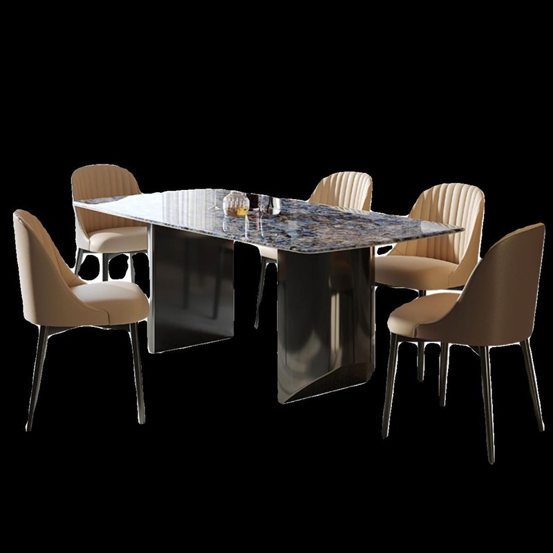 22新款超晶石餐桌椅现代高端天然大理石奢石长方形饭桌