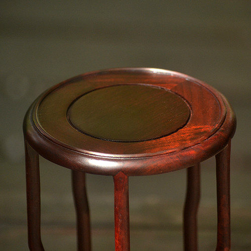 红木雕瓶盆底座 红酸枝盆景架几兰 实木圆方形底托架子