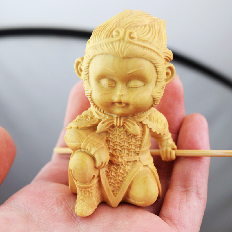 创意黄杨木雕悟空手把件工艺品家居饰品斗战胜佛汽车摆件齐天大圣