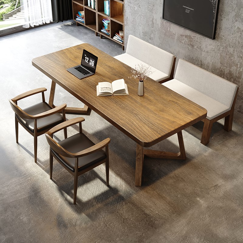 实木大板书桌学生家用写字桌子长条工作台客厅大长书桌阅读学习桌