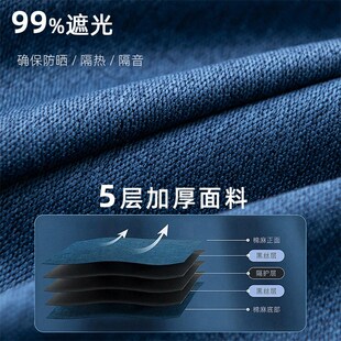 新款 全遮光卧室超强隔音隔热挂钩式 免打孔客K厅轻奢风ins棉麻窗帘